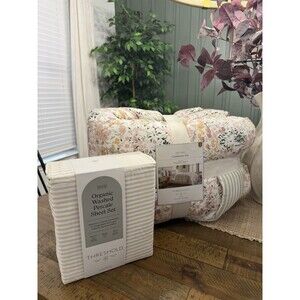 Twin XL Studio McGee Comforter Set + Green Vine 400TC Performance Sheets NEW